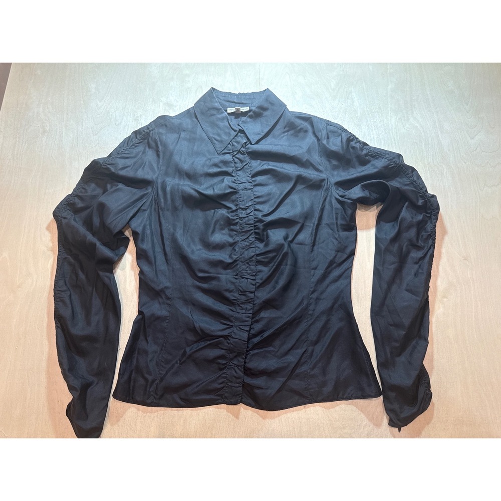 Emporio Armani Black Nylon Ruched Blouson Jacket Vintage Y2K Made in Italy 10
